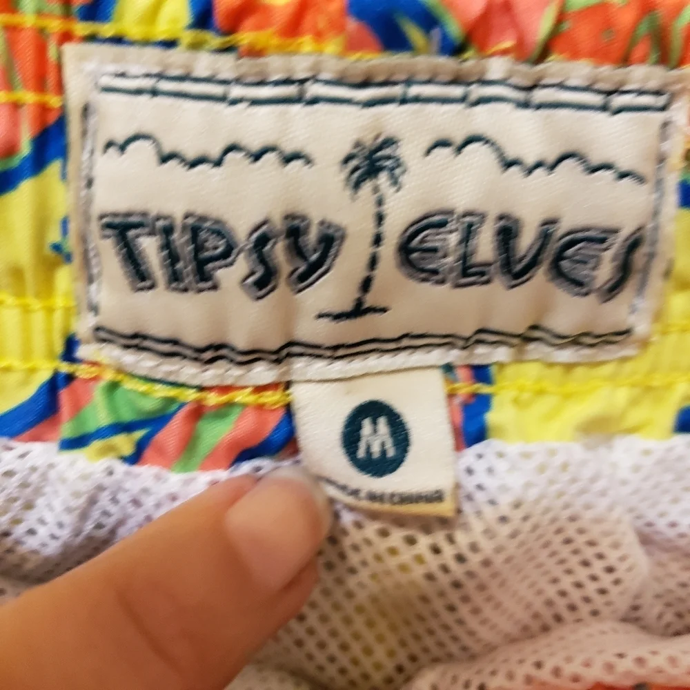 Tipsy Elves Bright Pineapple Mens Swim Trunks Medium